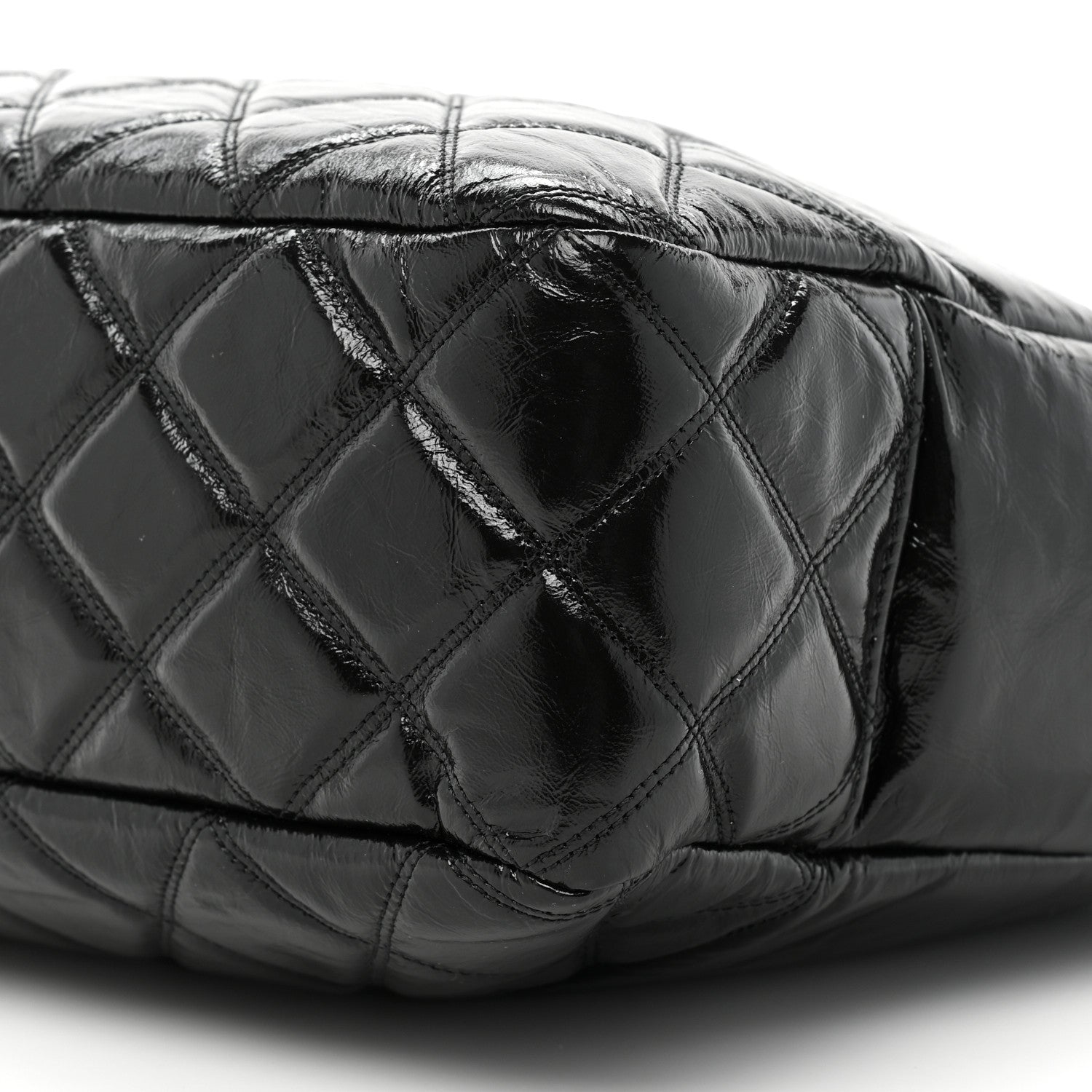 Chanel Shiny Aged Calfskin Quilted Large Shopping Bag Black 8 of 14
