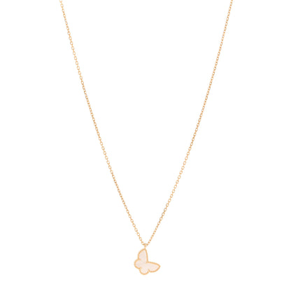 Van Cleef & Arpels 18K Yellow Gold Mother of Pearl Sweet Alhambra Butterfly Pendant Necklace 1 of 6