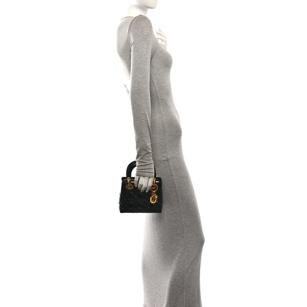 Patent Cannage Mini Lady Dior Black