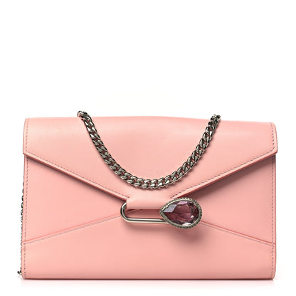 Alexander McQueen Calfskin Crystal Pin Envelope Wallet On Chain Pink 1 of 8