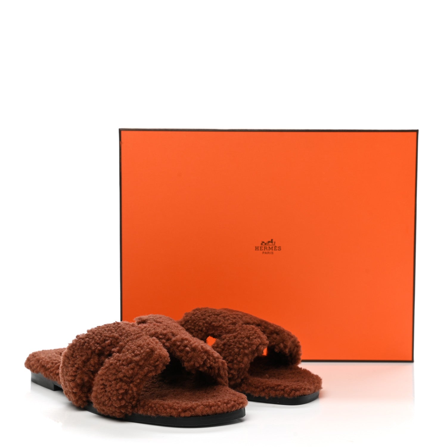 Hermes Woolskin Oran Sandals 37.5 Cognac 8 of 8
