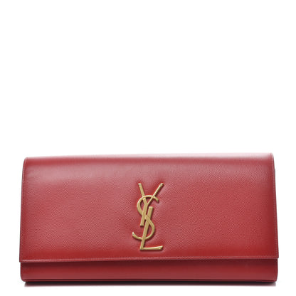 Saint Laurent Grain De Poudre Classic Monogram Cassandre Clutch New Red 1 of 6