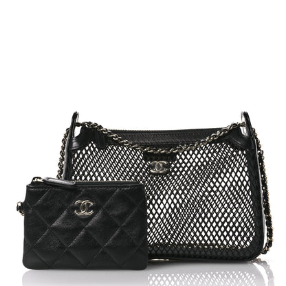 Chanel Mesh Shiny Lambskin Clutch With Chain  Black 3 of 11