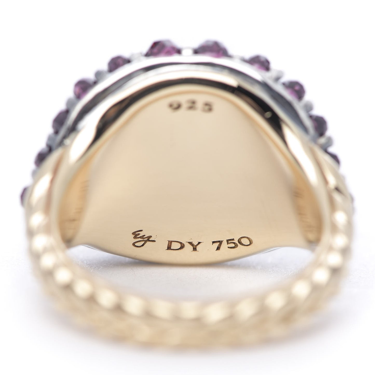 Sterling Silver 18K Yellow Gold Rhodolite Garnet Osetra Cable Berries Pinky Ring 45 3.5