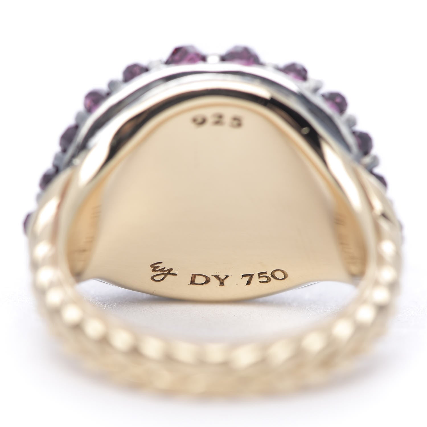 David Yurman Sterling Silver 18K Yellow Gold Rhodolite Garnet Osetra Cable Berries Pinky Ring 45 3.5 6 of 6