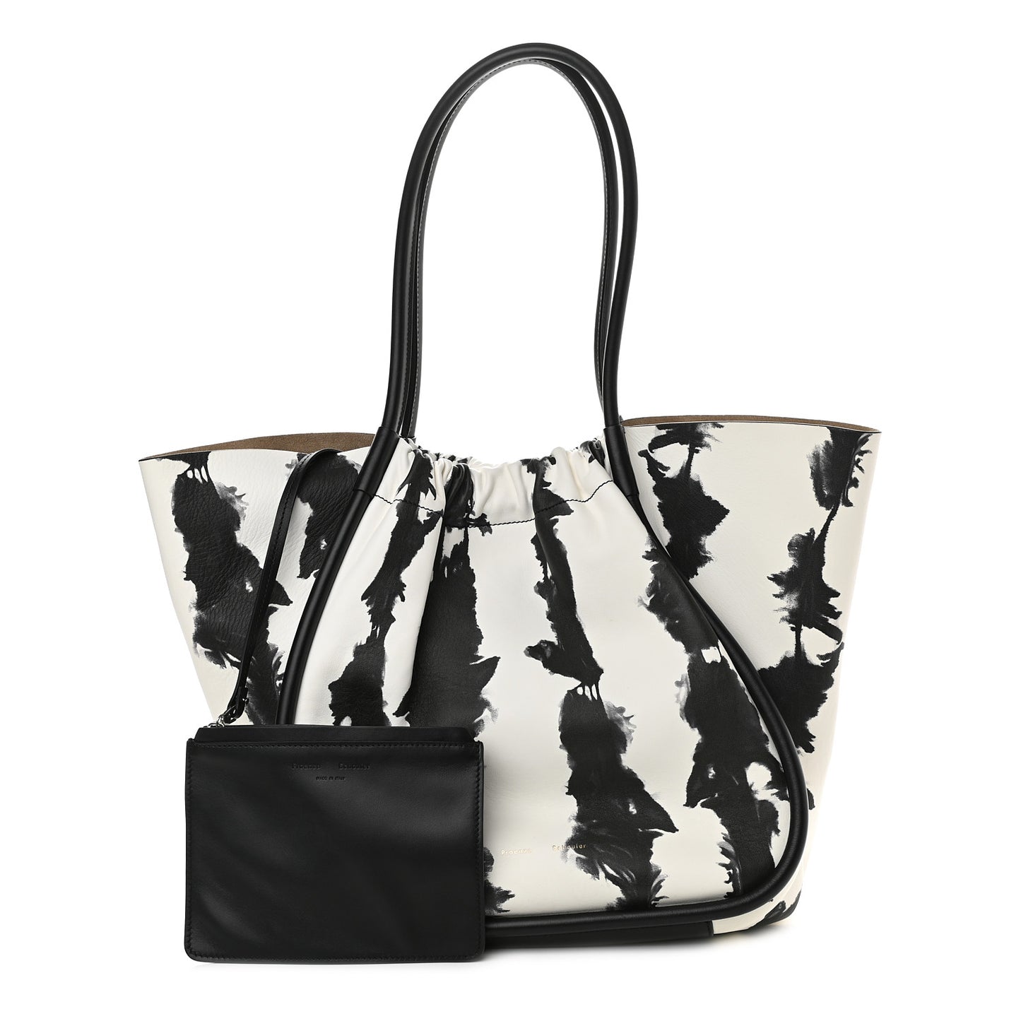 Lambskin Tie Dye XL Ruched Tote Optic White Black