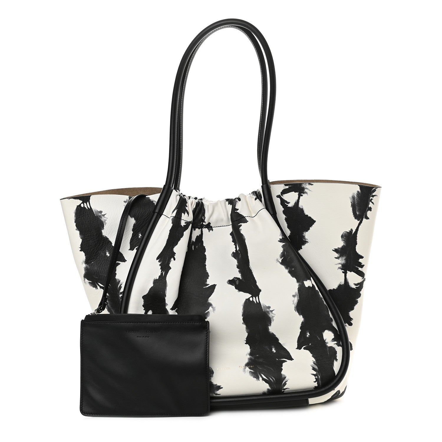Proenza Schouler Lambskin Tie Dye XL Ruched Tote Optic White Black 1 of 10