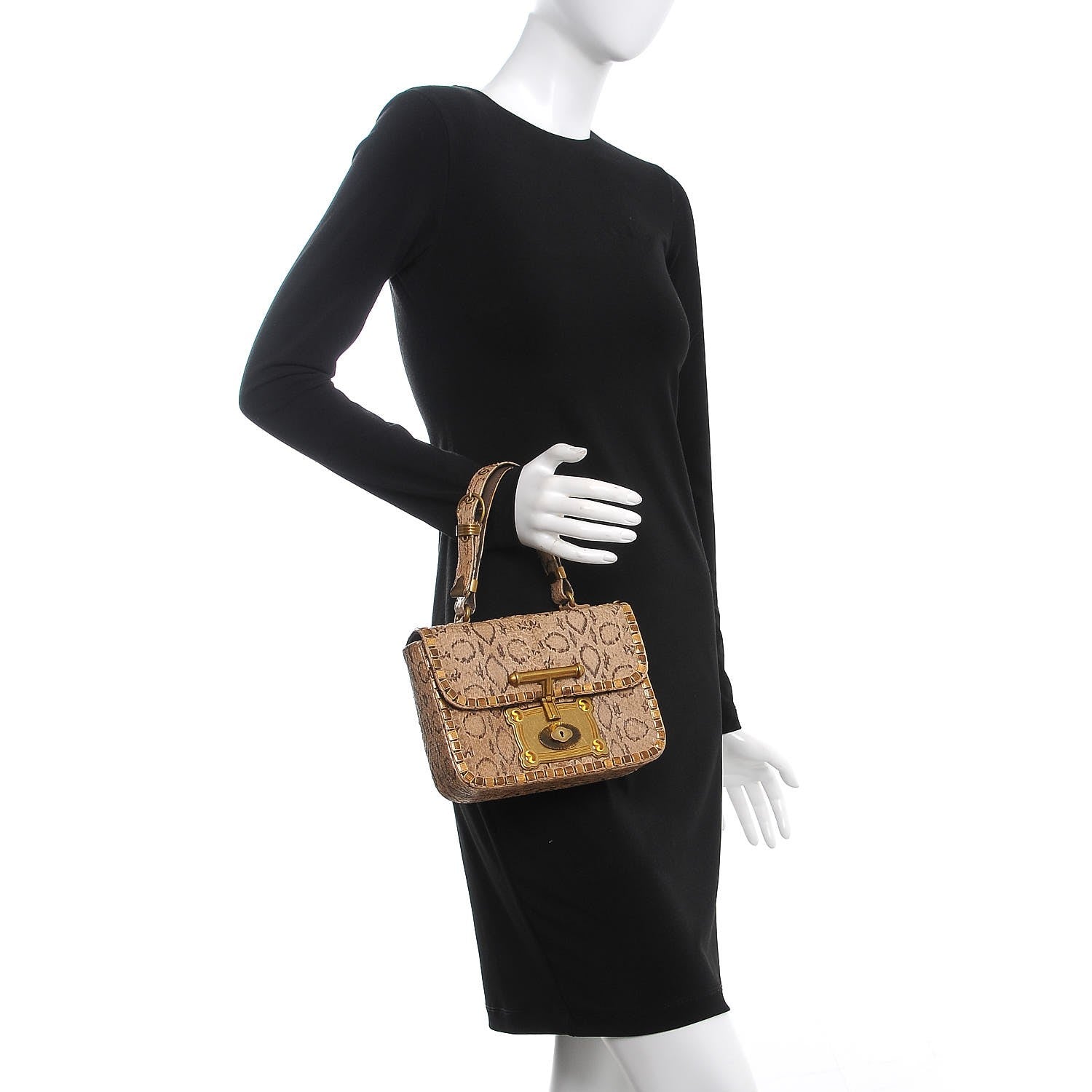 Bottega Veneta Snakeskin Studded Top Handle Bag Naturale 2 of 7