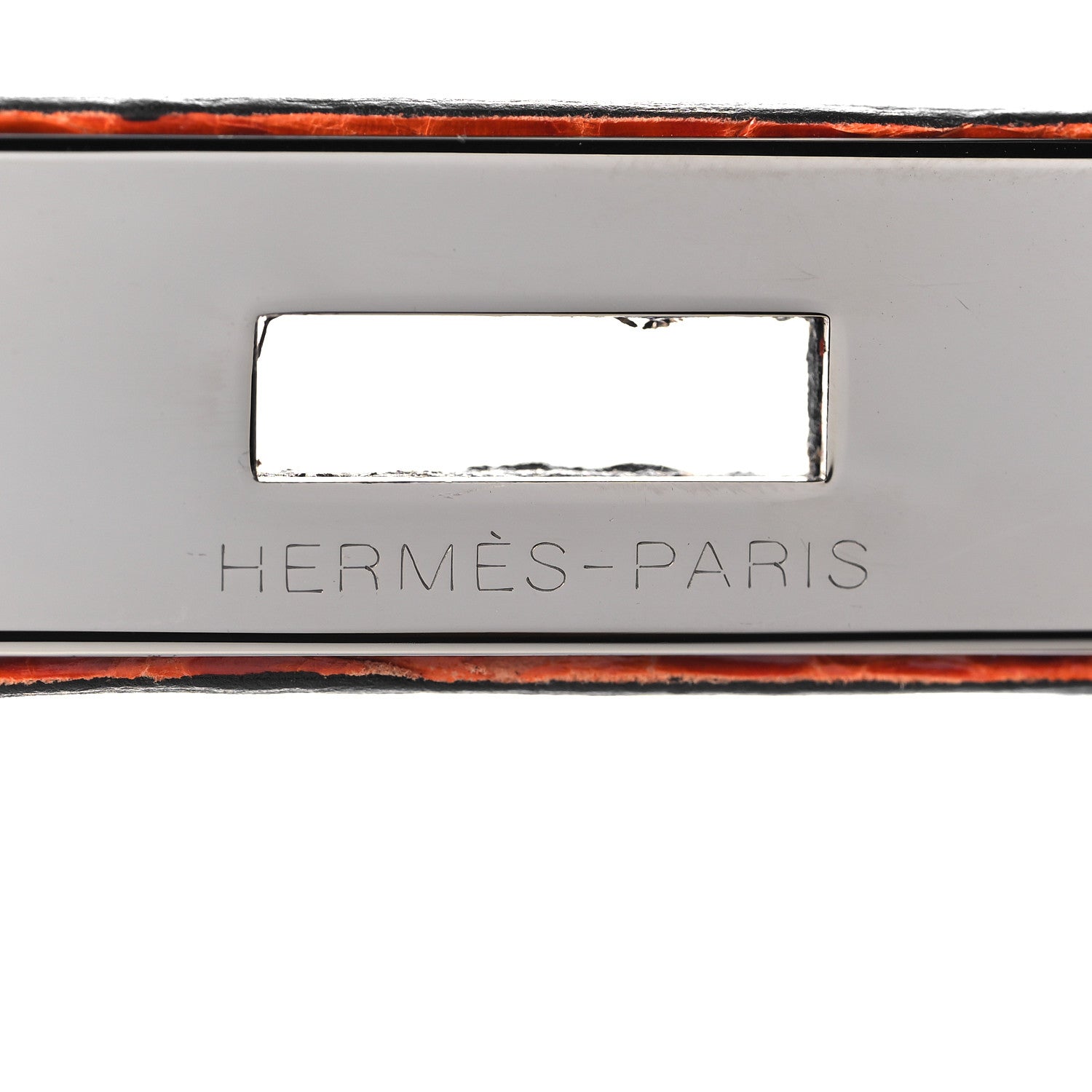 Hermes Shiny Porosus Crocodile Birkin 40 Black Orange 30 of 43