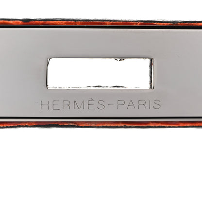 Hermes Shiny Porosus Crocodile Birkin 40 Black Orange 30 of 43
