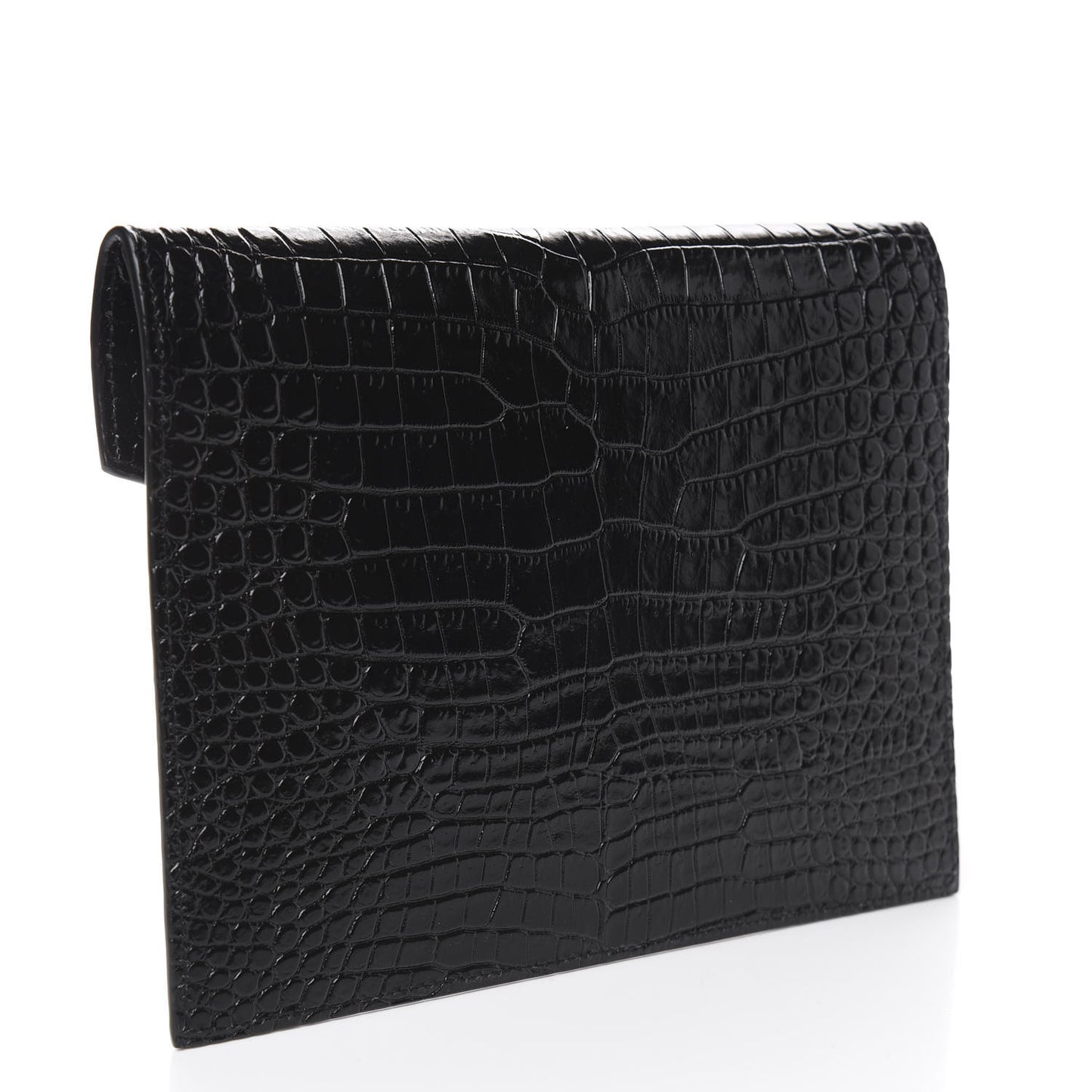 Calfskin Crocodile Embossed Monogram Uptown Baby Pouch Black