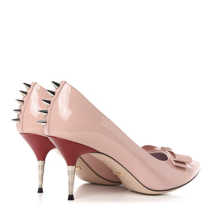 Gucci Patent GG Bow Sadie Spike Mid Heel Pumps 39.5 Perfect Pink 4 of 10