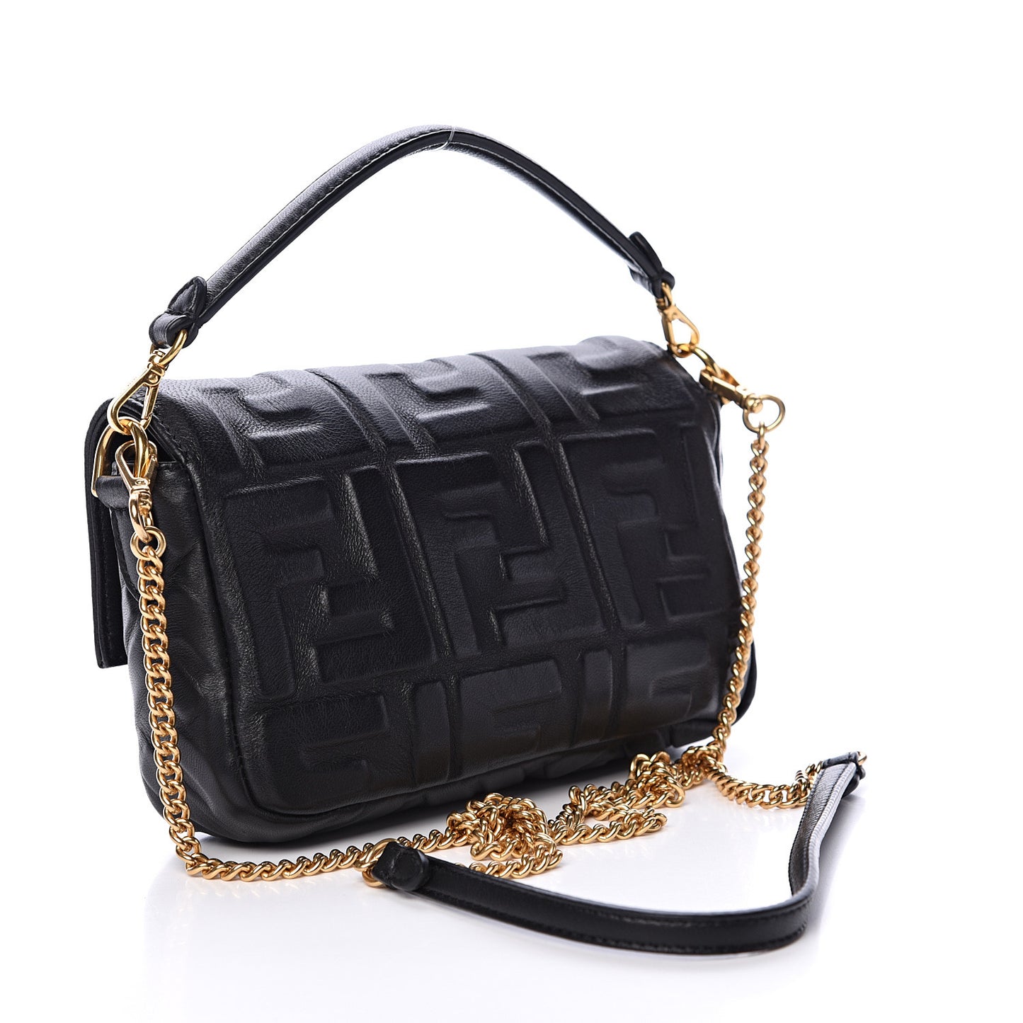 Nappa FF 1974 Embossed Mini Baguette Black