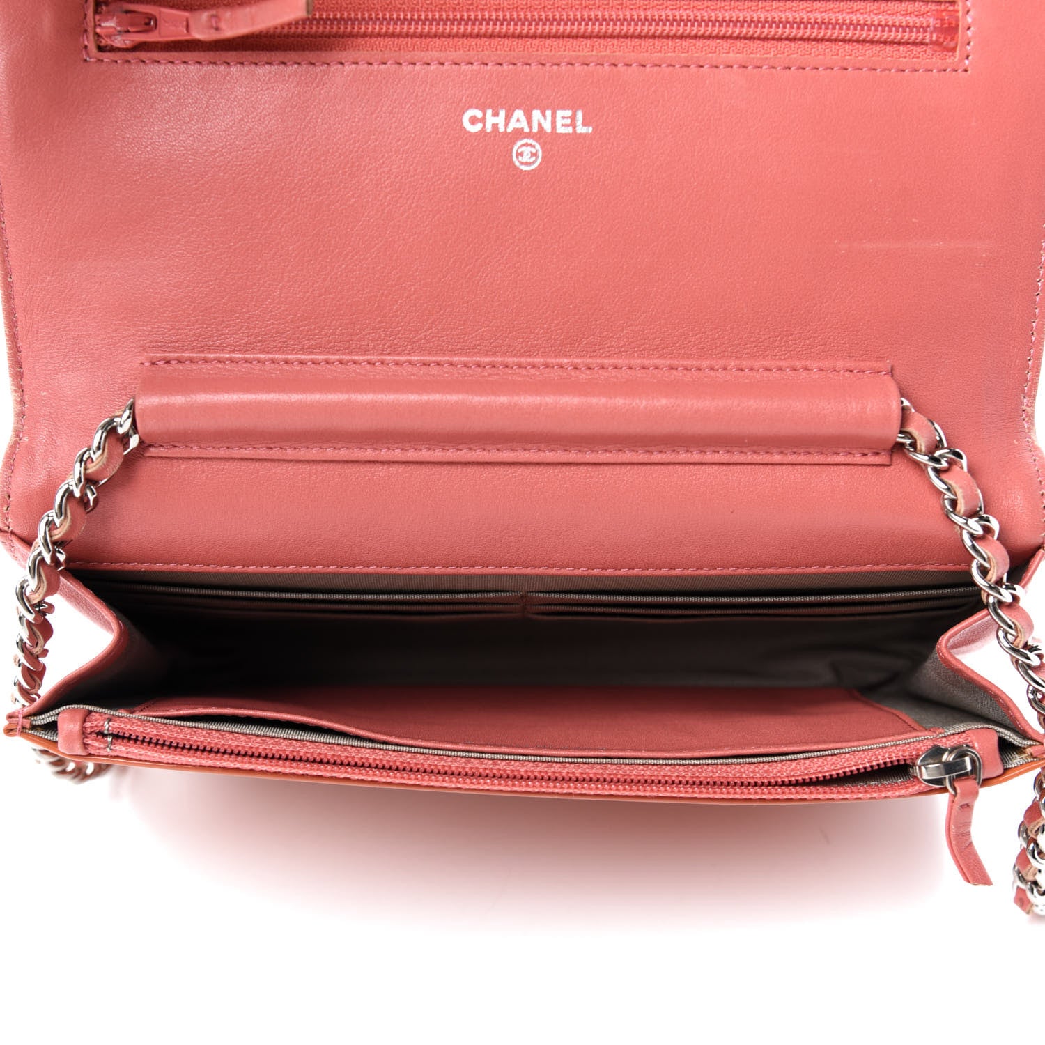 Chanel Patent Quilted Brilliant Wallet On Chain WOC Orange 5 of 11