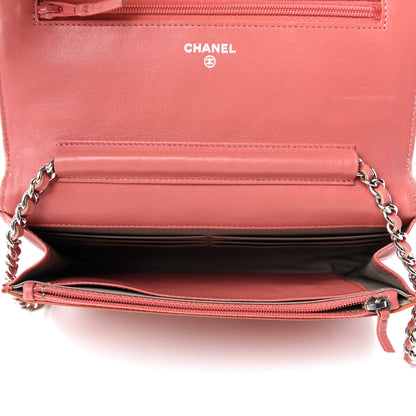 Chanel Patent Quilted Brilliant Wallet On Chain WOC Orange 5 of 11