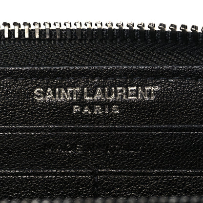 Saint Laurent Sheepskin Tri-Quilt Monogram Zip Around Wallet Black 5 of 9