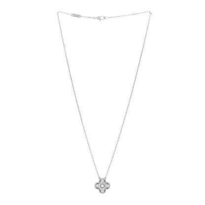 Van Cleef & Arpels 18K White Gold Diamond Vintage Alhambra Pendant Necklace 3 of 6