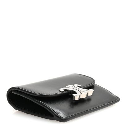 Celine Shiny Calfskin Triomphe Flap Card Holder Black 4 of 8