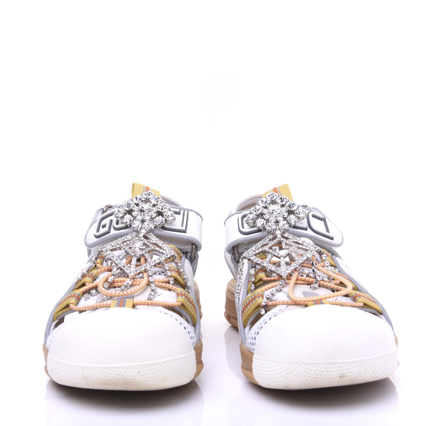 Mesh Fabric Tinsel Sport Sandals 37.5 White Silver