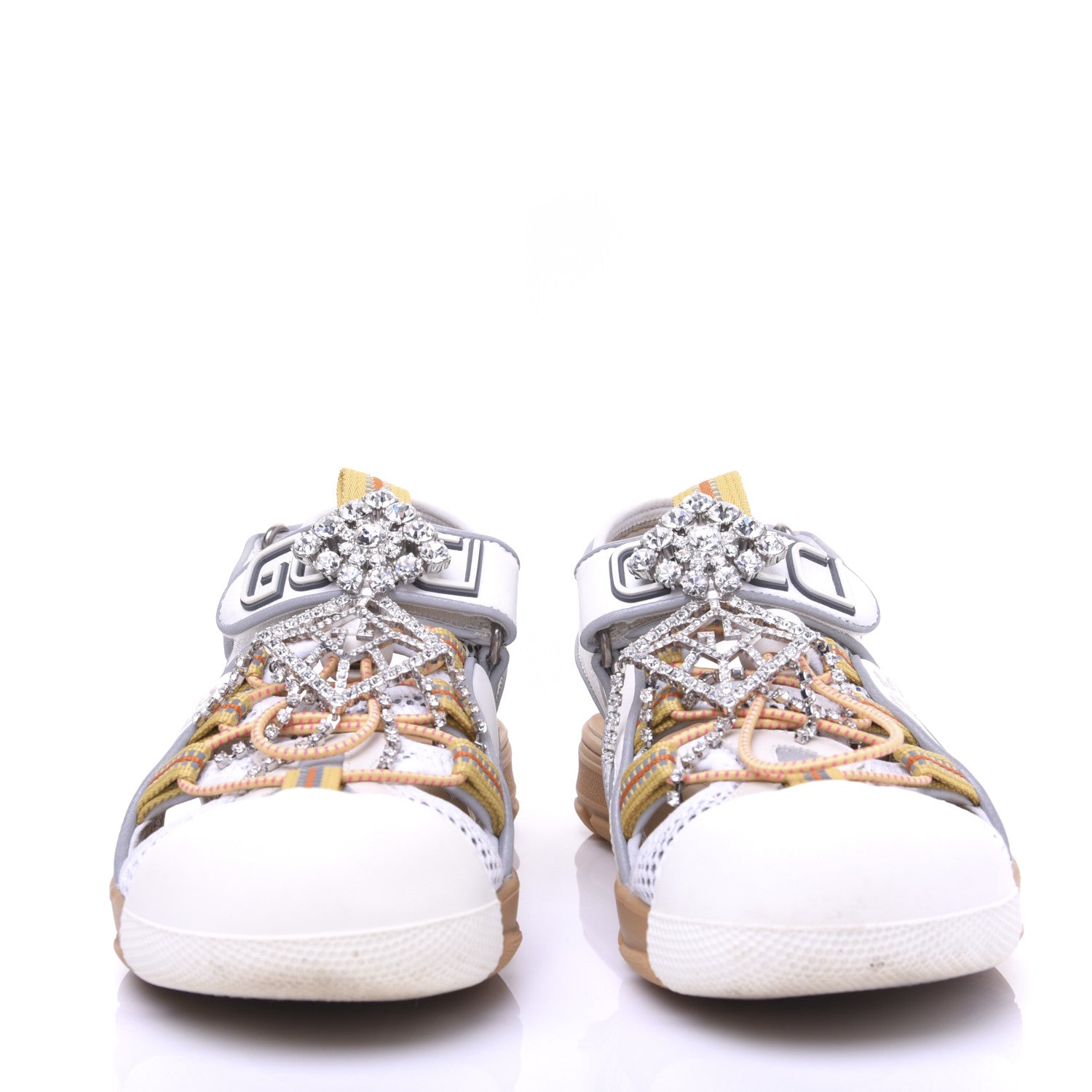 Gucci Mesh Fabric Tinsel Sport Sandals 37.5 White Silver 3 of 18