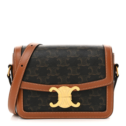 Celine Calfskin Triomphe Canvas Teen Triomphe Bag Tan 1 of 13