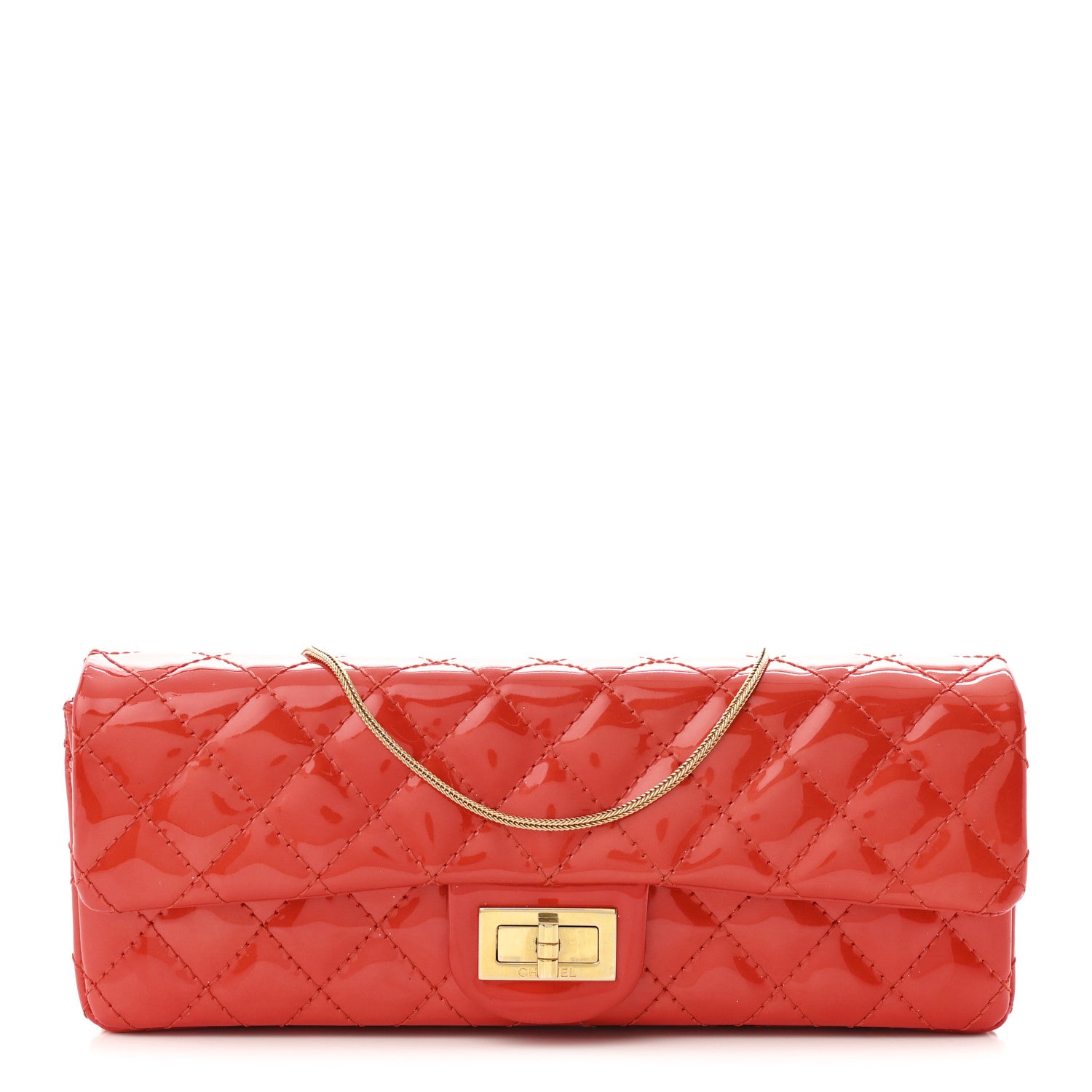 Chanel Patent Quilted 2.55 Reissue East West Clutch Red 1 of 9