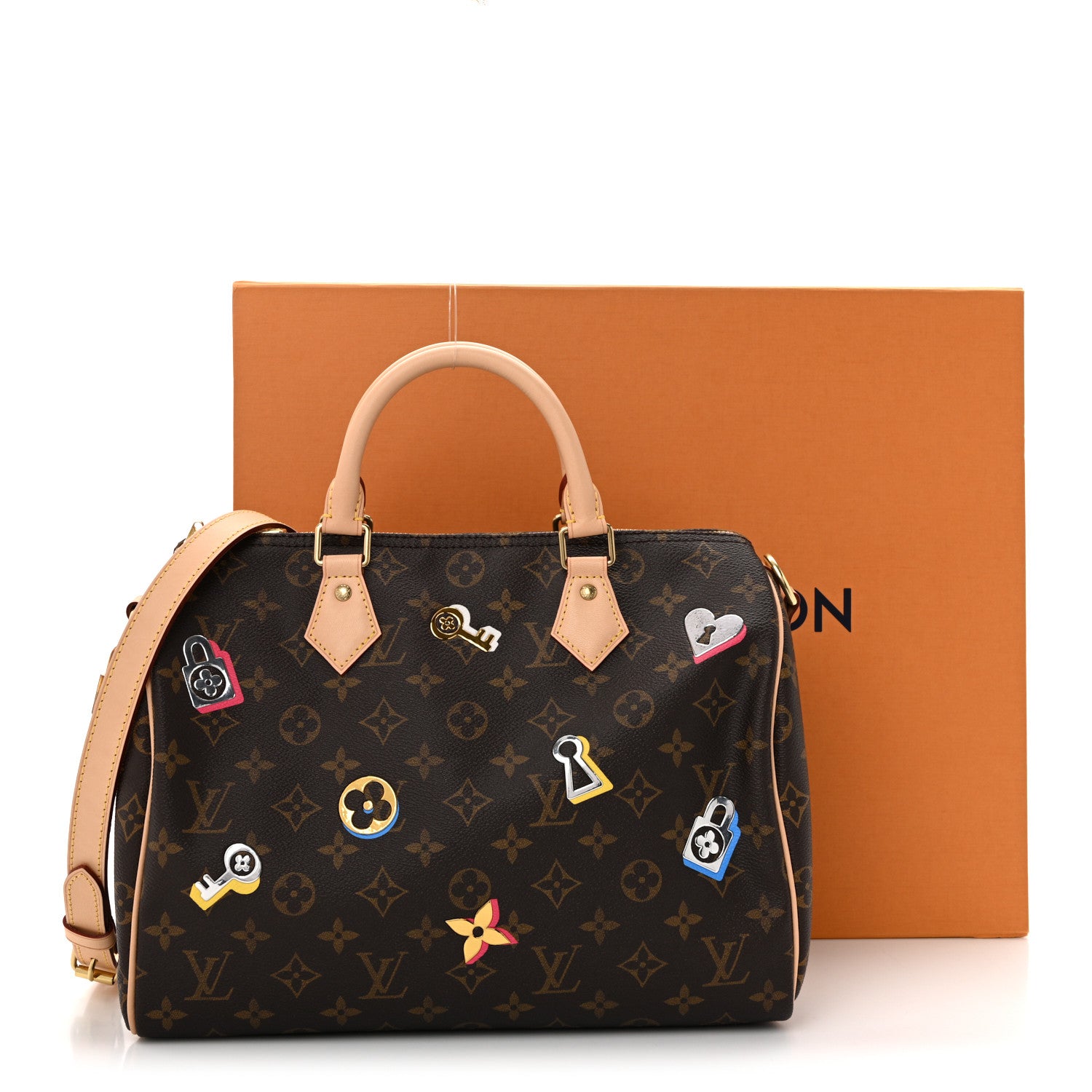 LOUIS VUITTON (ルイヴィトン) LV デュアル ロゴ刺繍 Louis Vuitton Monogram Love Lock Speedy Bandouliere 30 1884710