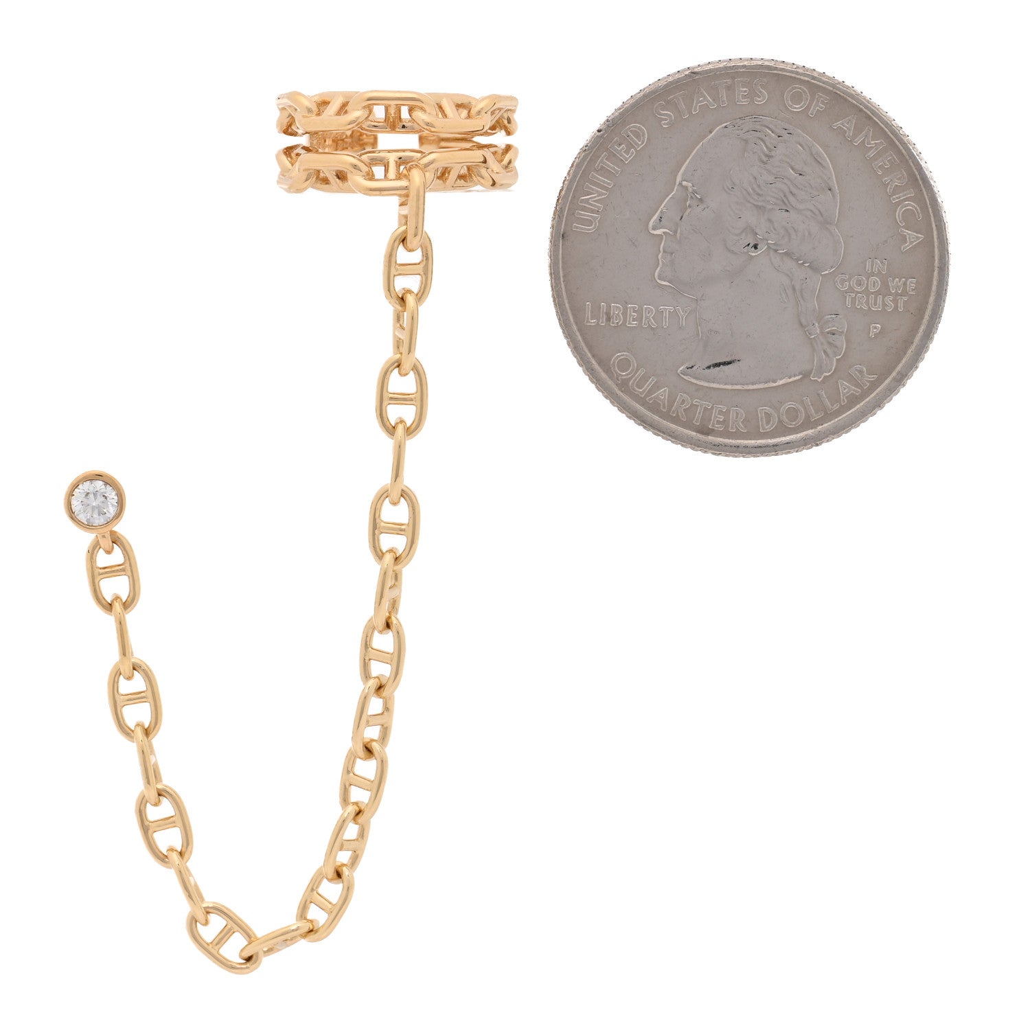 Hermes 18K Yellow Gold Chaine D'Ancre Calypso Right Single Climber Earring 2 of 5