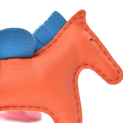 Hermes Milo Lambskin Grigri Rodeo Horse Bag Charm PM Orange Poppy Bleu Izmir Rose Azalee 3 of 4
