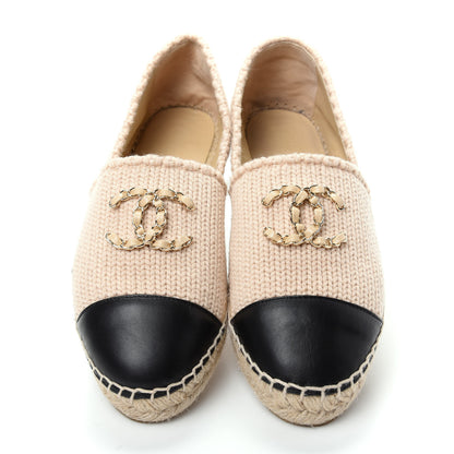 Chanel Knitted Wool Lambskin Chain CC Espadrilles 40 Beige 5 of 10