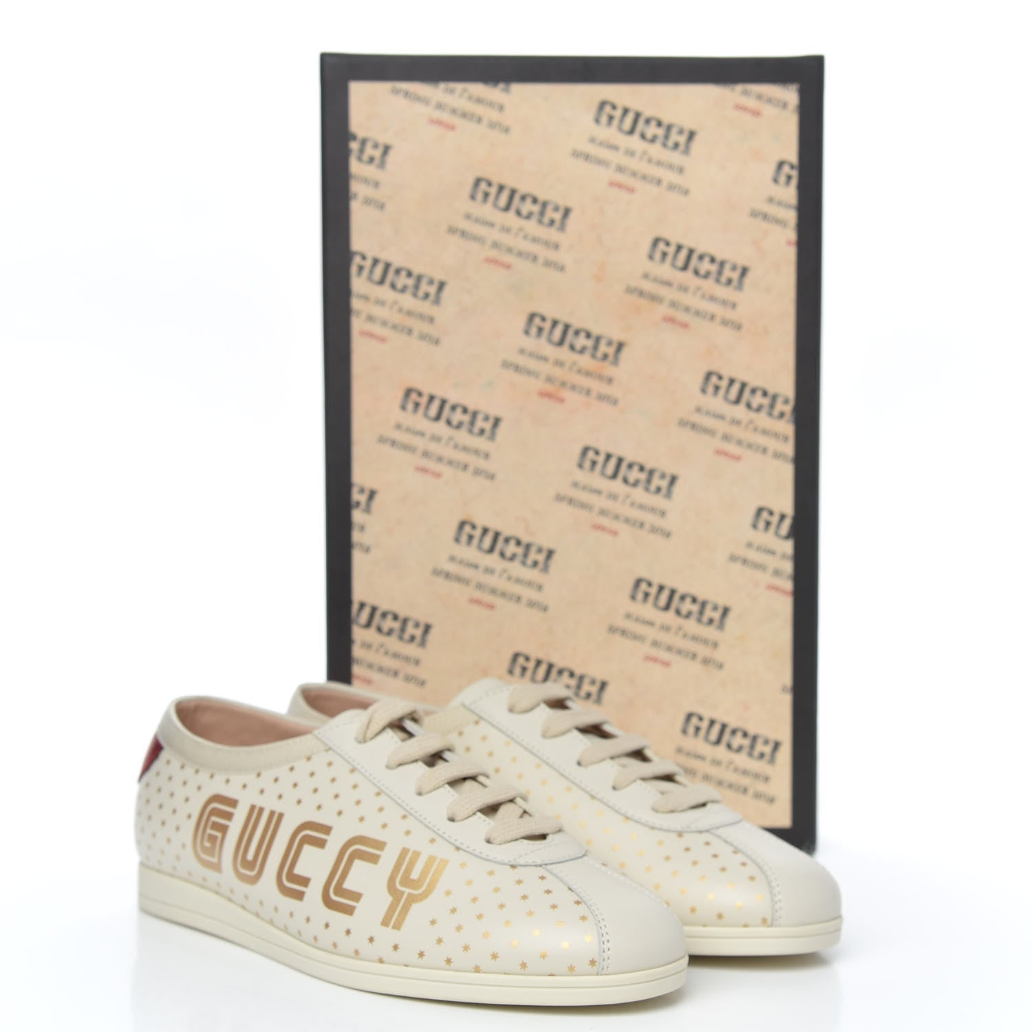 Gucci X SEGA Calfskin GUCCY Stars Womens Falacer Sneakers 36 White 9 of 9