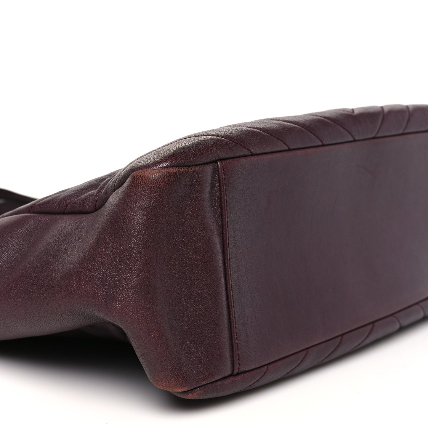 Sheepskin Matelasse Chevron Large Monogram Shopping Bag Burgundy