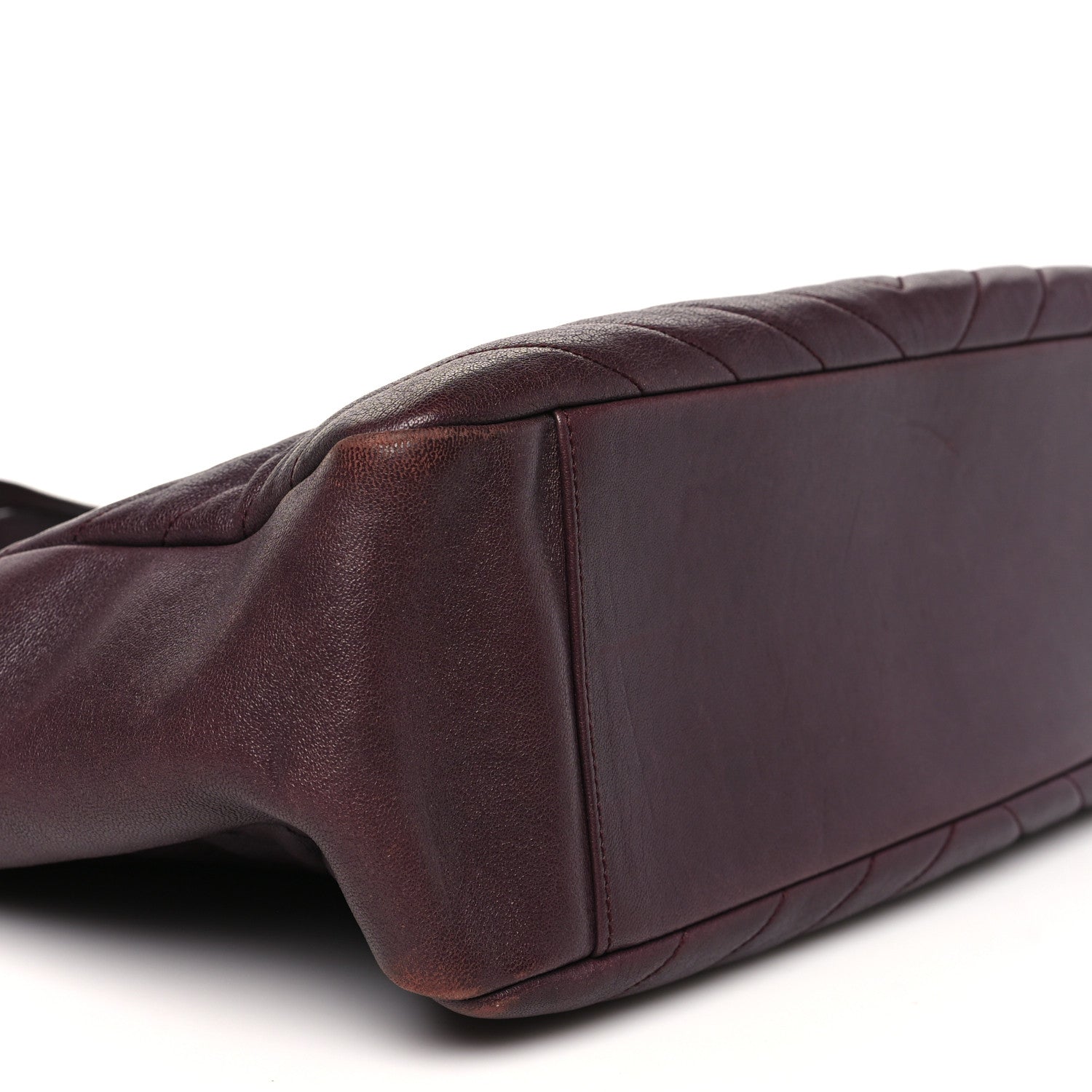 Saint Laurent Sheepskin Matelasse Chevron Large Monogram Shopping Bag Burgundy 8 of 9