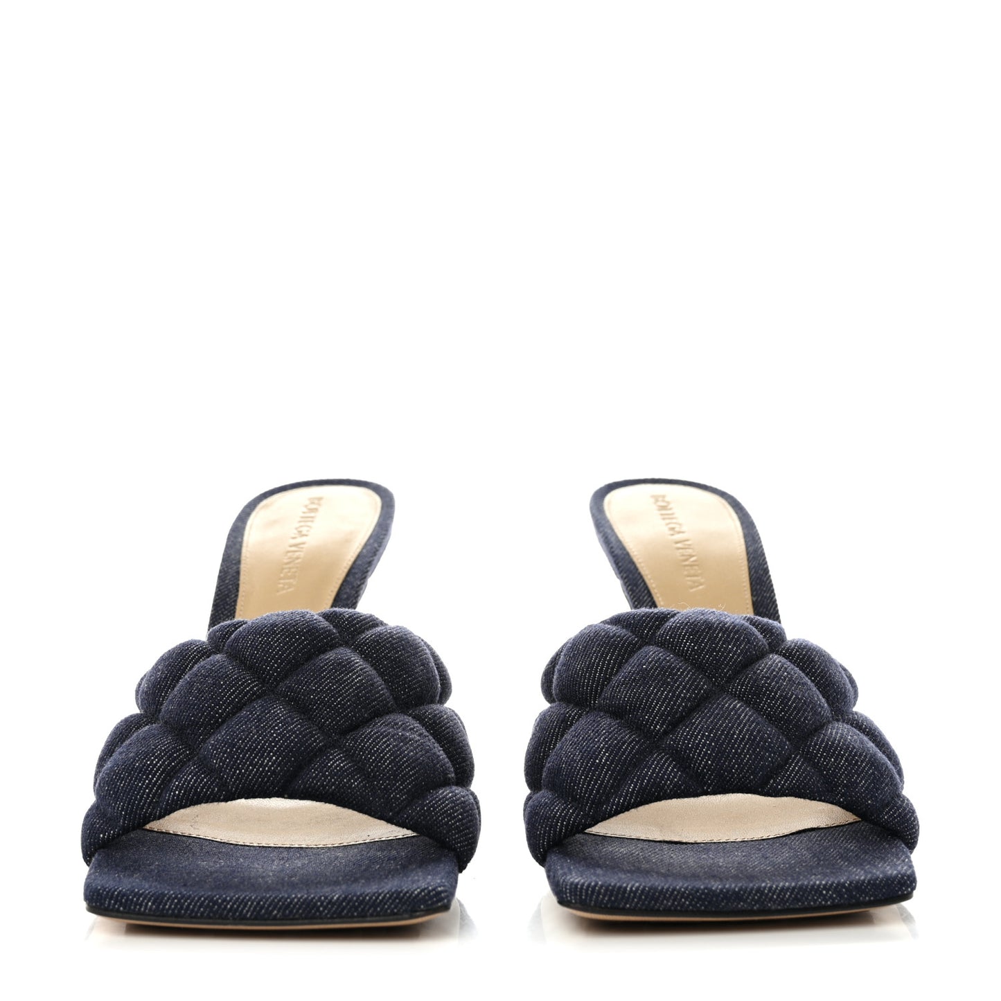 Denim Matelasse Padded Mule Sandals 36.5 Indigo
