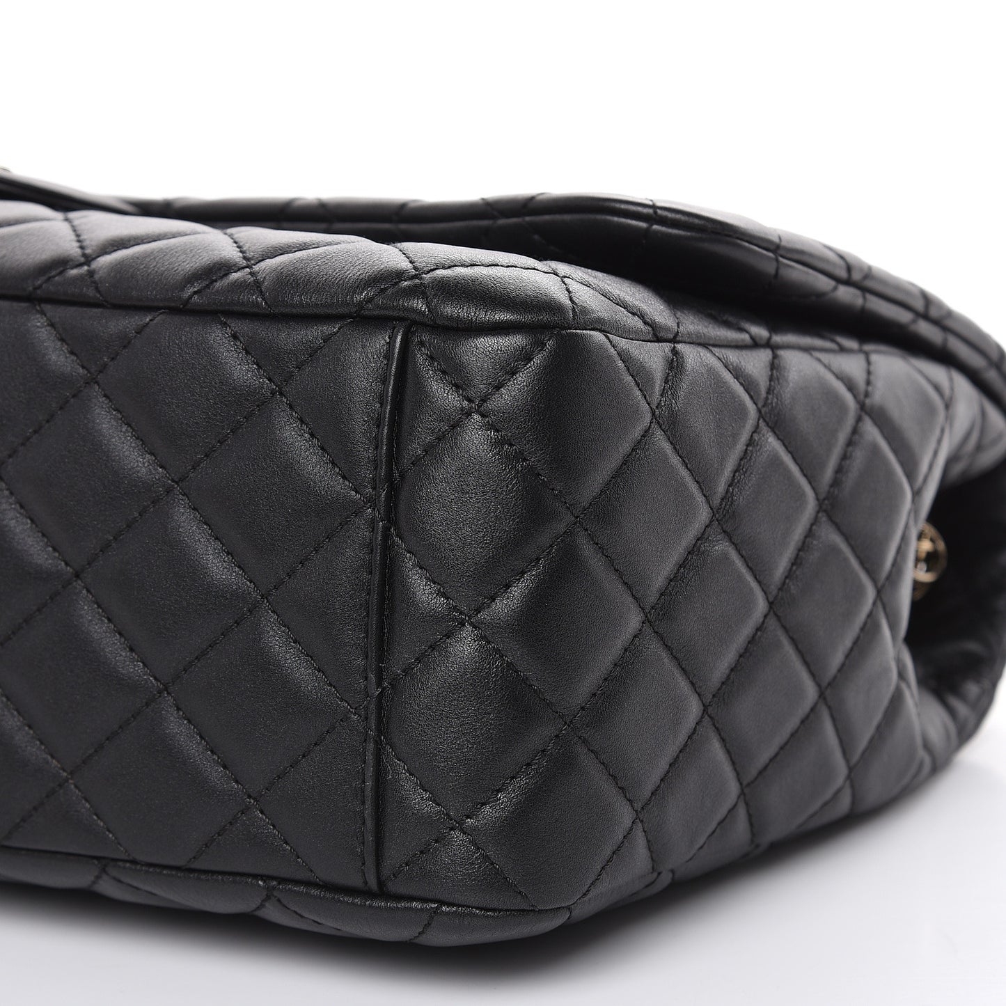 Metallized Calfskin Quilted Small XXL Travel Flap Bag Black