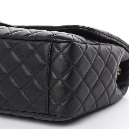 Chanel Metallized Calfskin Quilted Small XXL Travel Flap Bag Black 9 of 10