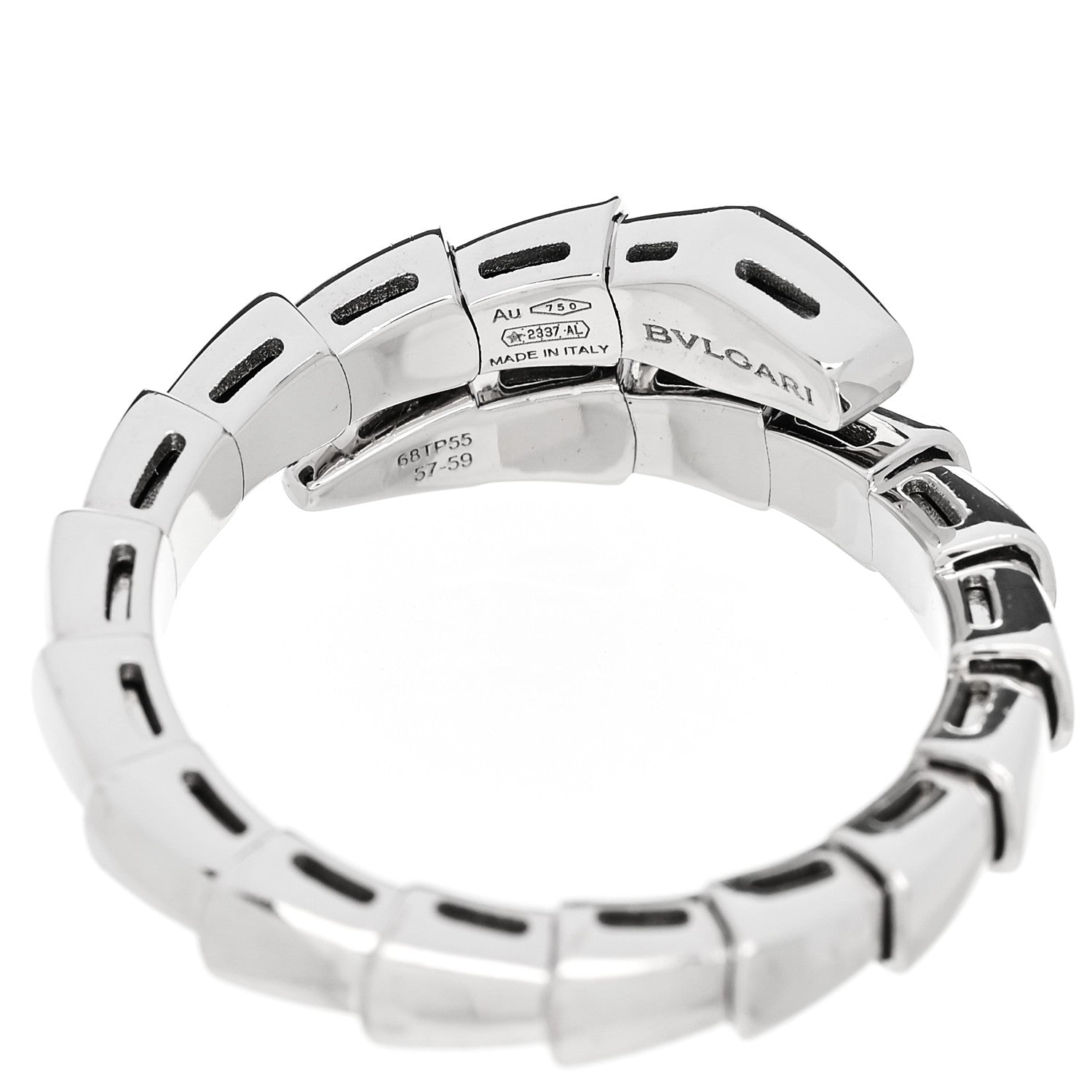 Bulgari 18K White Gold Diamond Serpenti Viper Single Spiral Ring 57 8 - 59 8.75 4 of 5