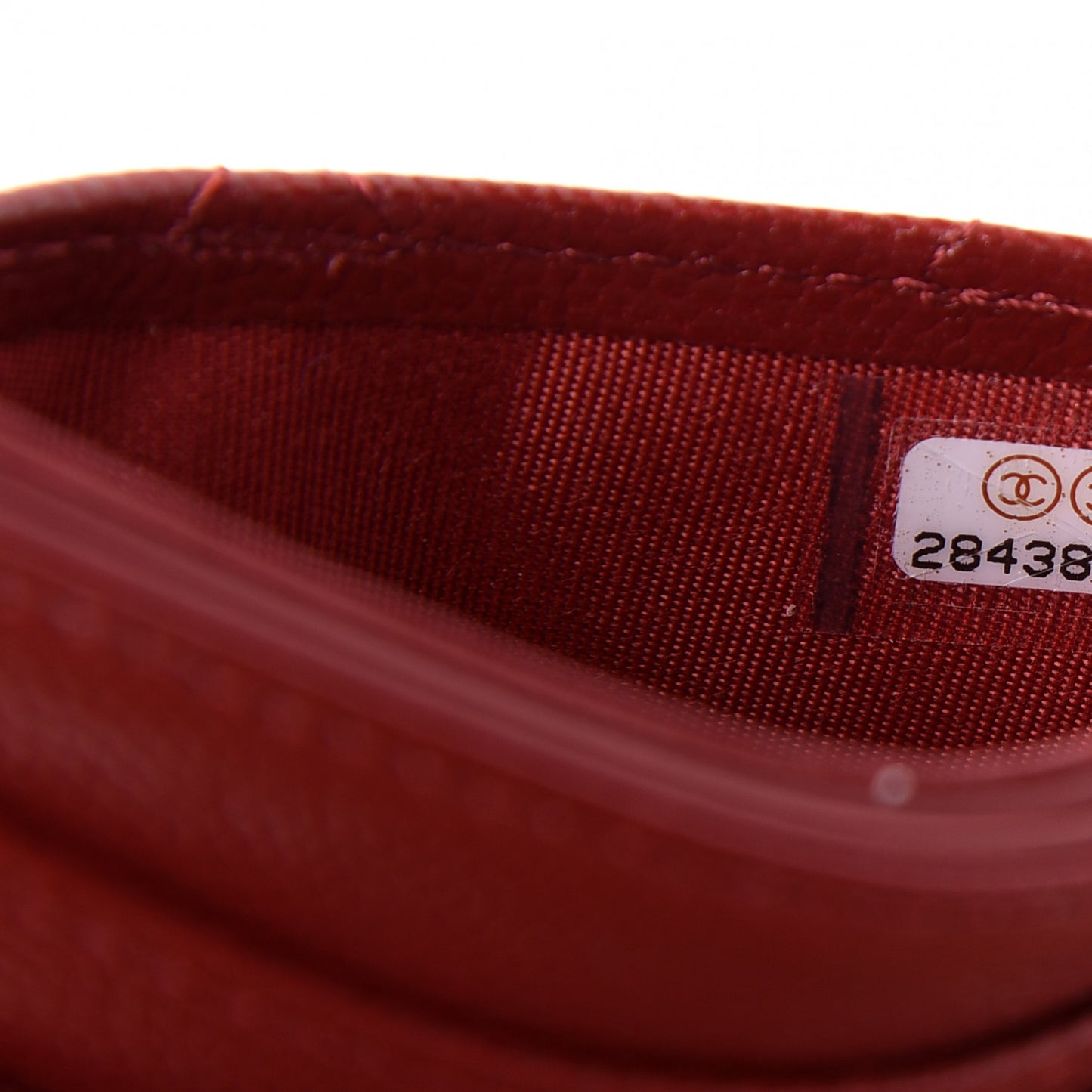 Caviar Quilted Card Holder Dark Red