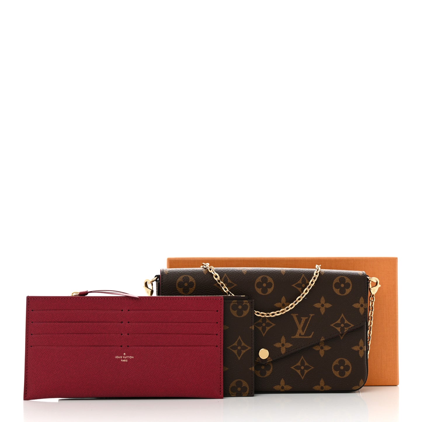 Monogram Pochette Felicie Chain Wallet Fuchsia