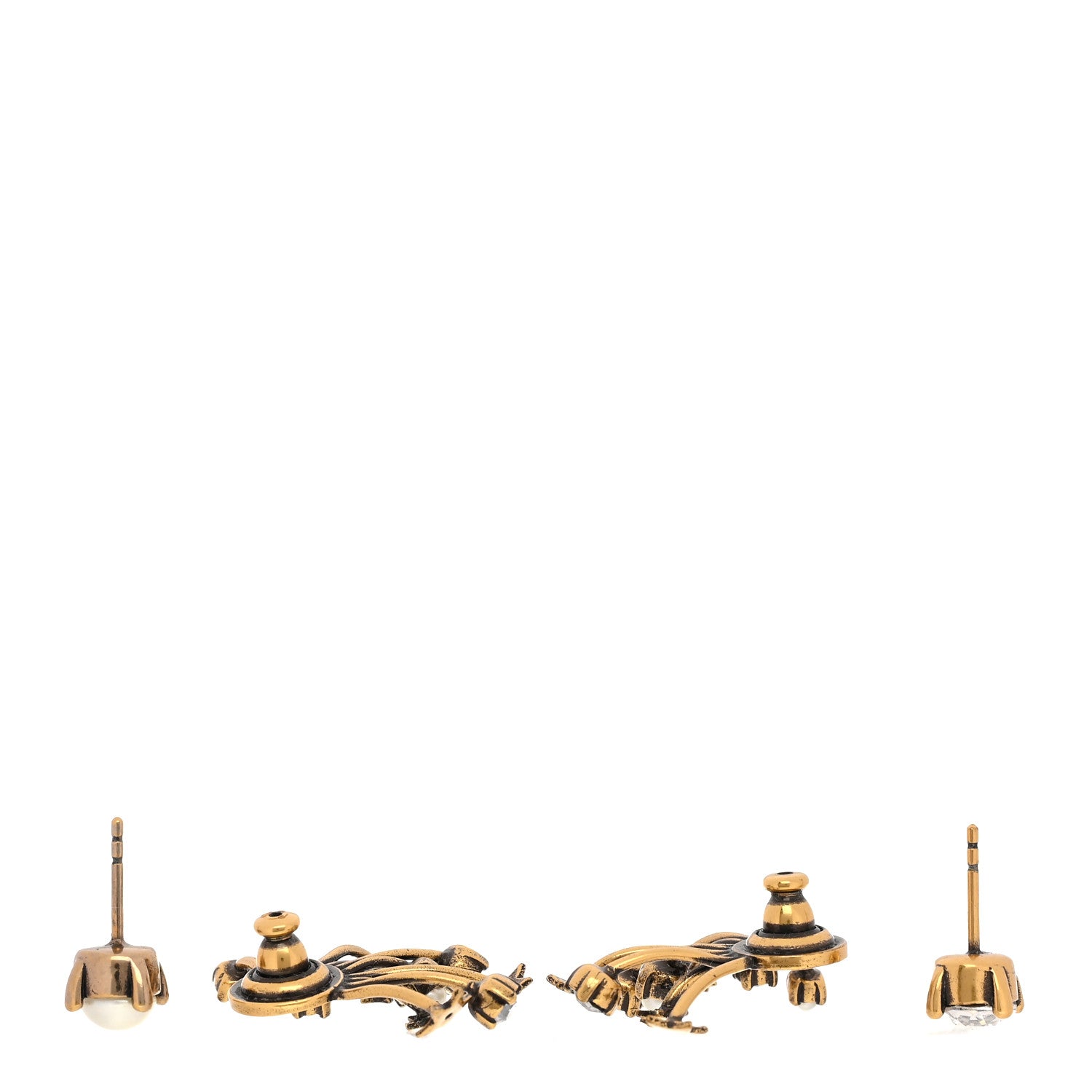 Christian Dior Crystal Pearl Star Earrings Aged Gold 3 of 5