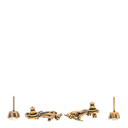 Christian Dior Crystal Pearl Star Earrings Aged Gold 3 of 5