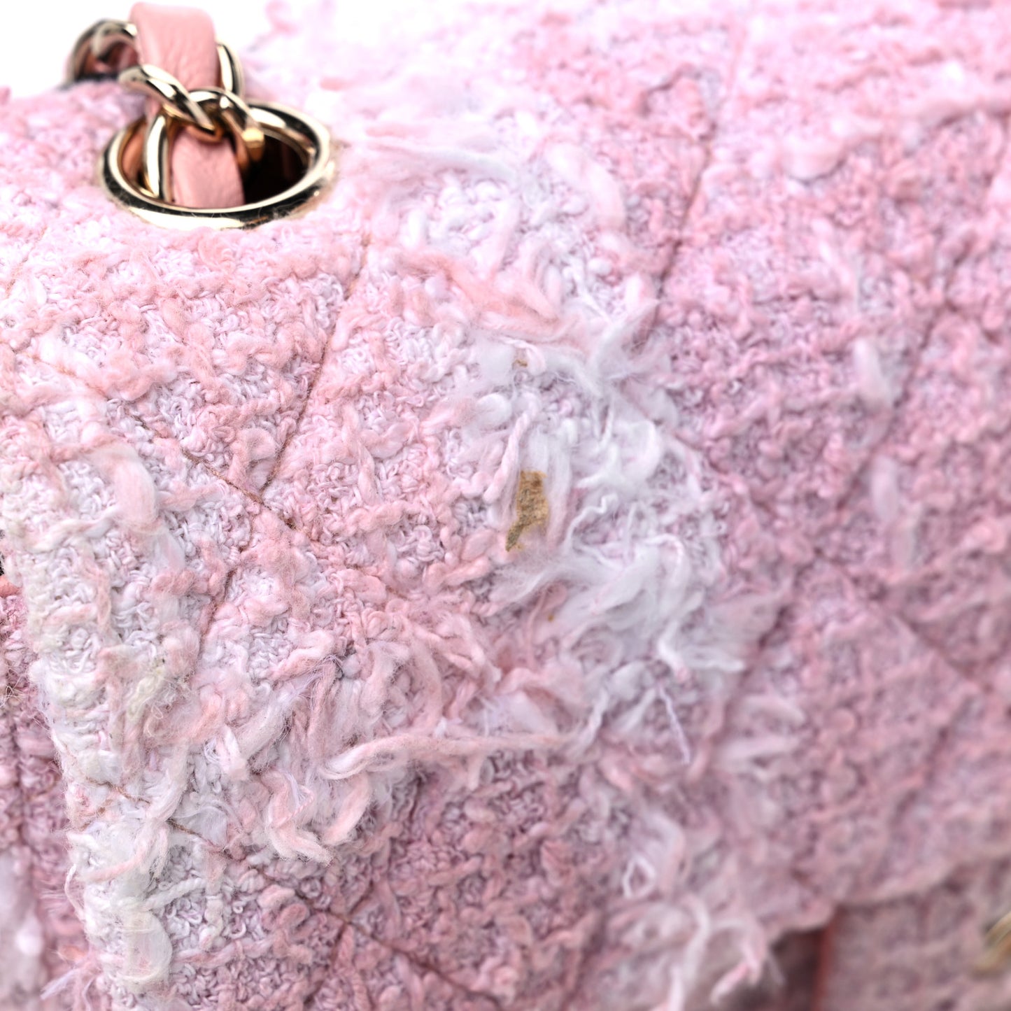 Tweed Quilted Mini Rectangular Flap Light Pink White