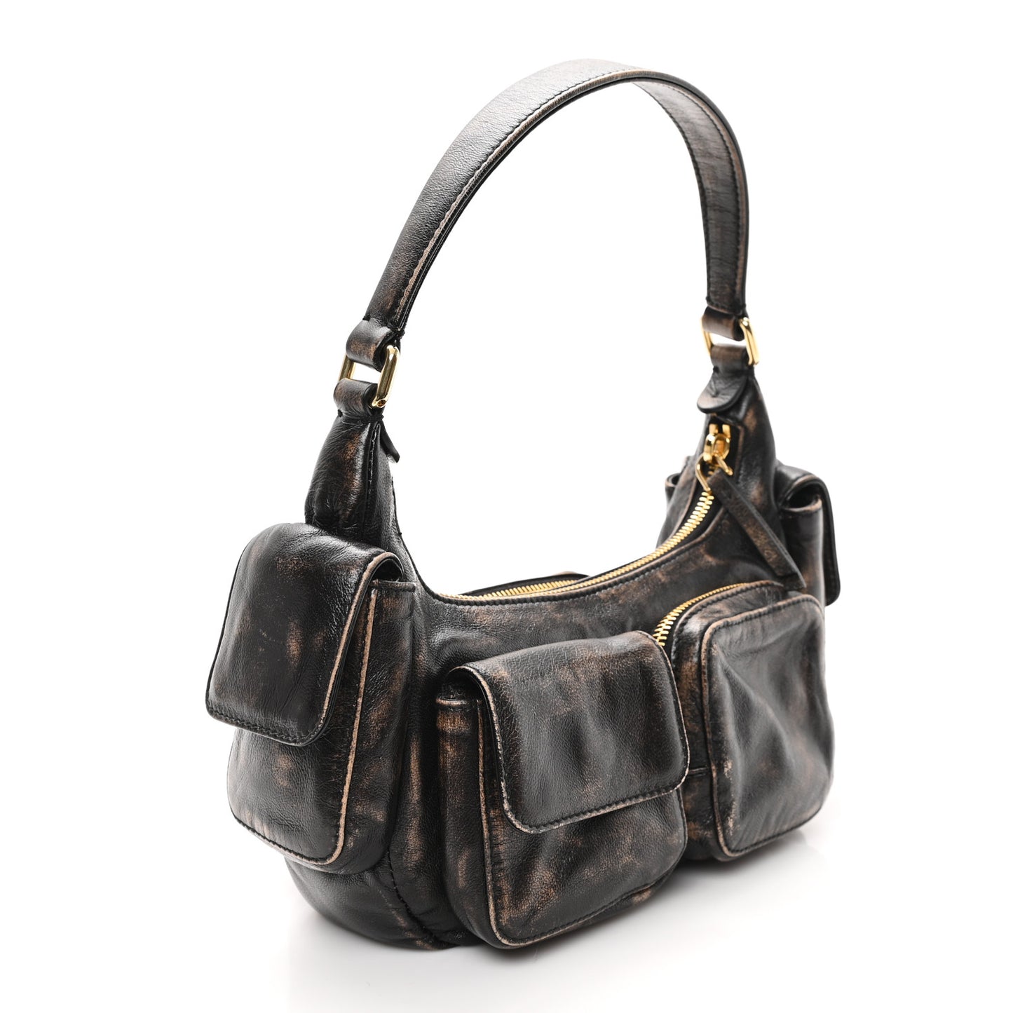 Distressed Nappa Pocket Bag  Sand Coffee