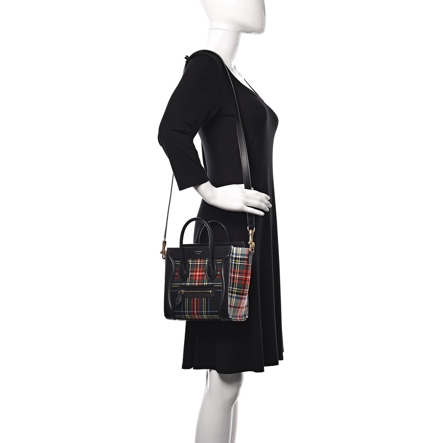 Tartan Calfskin Nano Luggage Red Blue