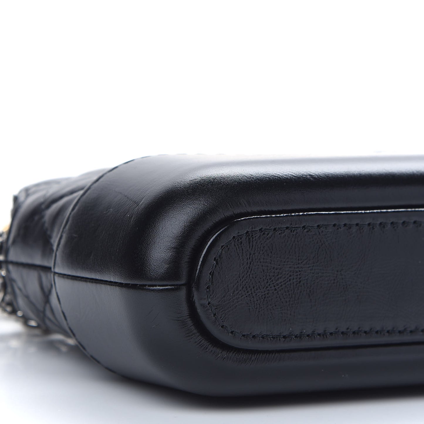 Aged Calfskin Quilted Small Gabrielle Clutch With Chain Black
