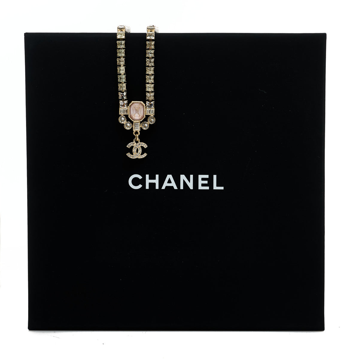 Chanel Crystal CC Pendant Choker Gold Pink 5 of 5