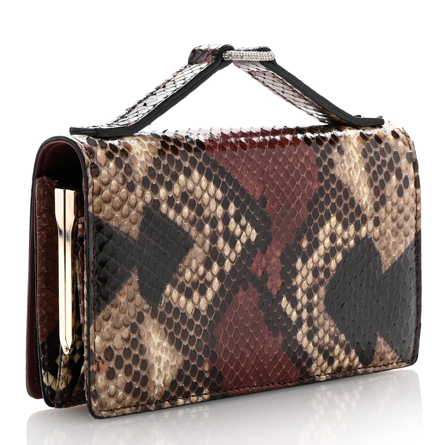 Snakeskin Crystal Clutch Brown Multicolor