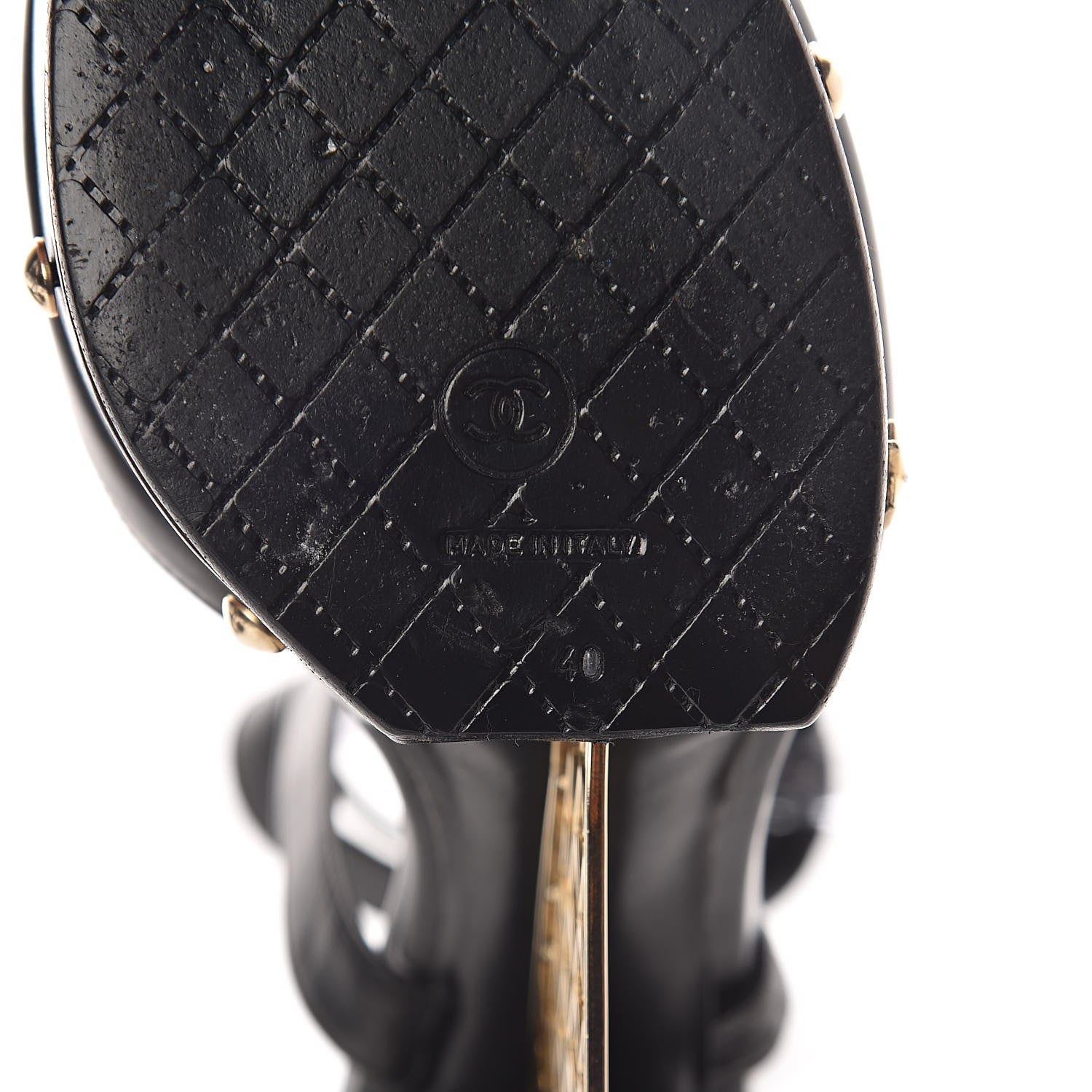 Chanel Calfskin Studded Platform Pumps 40 Black 5 of 10