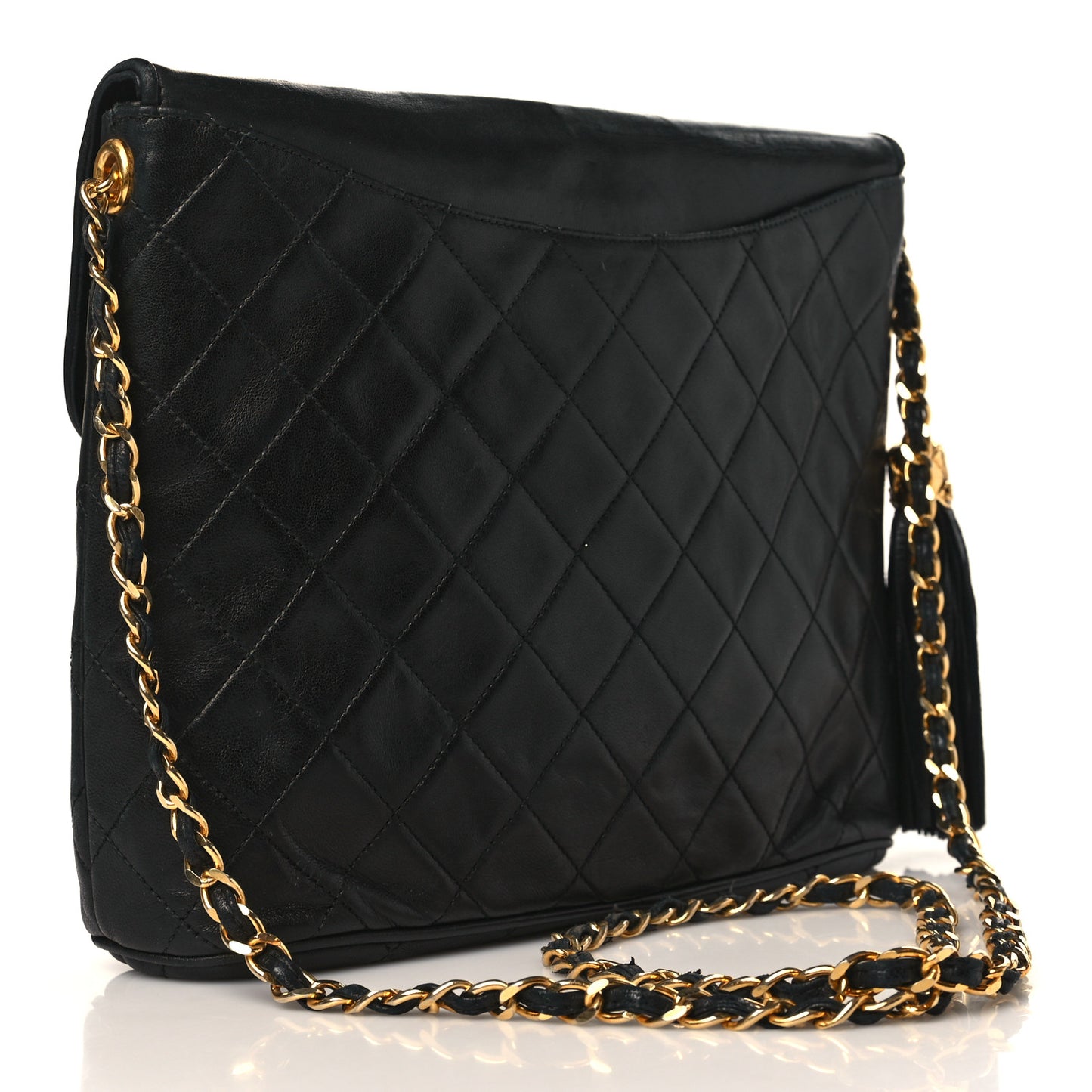 Lambskin Quilted CC Tassel Flap Black
