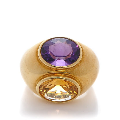 Tiffany 18K Yellow Gold Amethyst Citrine Paloma Picasso Double Oval Ring 7.5 1 of 6
